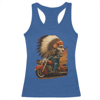 Indian American Rider Racerback Tank Top Vintage Native American Motorcycle - Wonder Print Shop