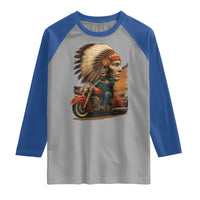 Indian American Rider Raglan Shirt Vintage Native American Motorcycle - Wonder Print Shop