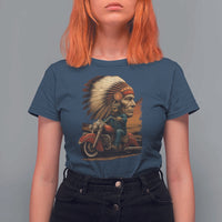 Indian American Rider T Shirt For Women Vintage Native American Motorcycle - Wonder Print Shop