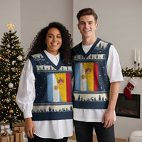 Spain Argentina Half Flag Spanish Argentinian Roots V-Neck Knit Sweater Vest