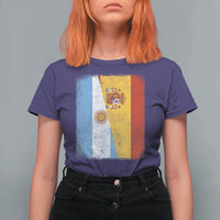 Spain Argentina Half Flag Spanish Argentinian Roots T Shirt For Women
