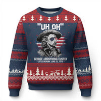 Uh Oh George Armstrong Custer Little Bighorn Ugly Christmas Sweater Vintage American Flag June 25 1876