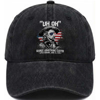 Uh Oh George Armstrong Custer Little Bighorn Washed Cotton Baseball Cap Vintage American Flag June 25 1876