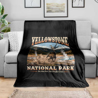 Yellowstone National Park Do Not Pet The Fluffy Cows Throw Blanket