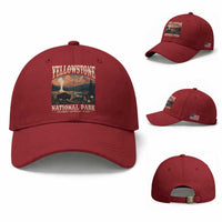 Yellowstone National Park Wyoming Montana Idaho Baseball Cap Vintage Bison Geyser