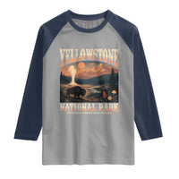 Yellowstone National Park Wyoming Montana Idaho Raglan Shirt Vintage Bison Geyser