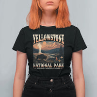 Yellowstone National Park Wyoming Montana Idaho T Shirt For Women Vintage Bison Geyser