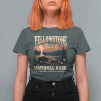 Yellowstone National Park Wyoming Montana Idaho T Shirt For Women Vintage Bison Geyser