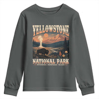 Yellowstone National Park Wyoming Montana Idaho Youth Sweatshirt Vintage Bison Geyser