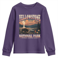 Yellowstone National Park Wyoming Montana Idaho Youth Sweatshirt Vintage Bison Geyser
