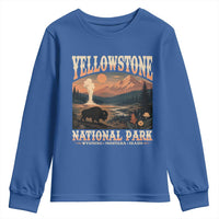 Yellowstone National Park Wyoming Montana Idaho Youth Sweatshirt Vintage Bison Geyser