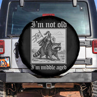 I Am Not Old I Am Middle Aged Spare Tire Cover Medieval Knight Riding Raccoon Funny Ren Faire