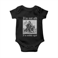 I Am Not Old I Am Middle Aged Baby Onesie Medieval Knight Riding Raccoon Funny Ren Faire