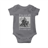 I Am Not Old I Am Middle Aged Baby Onesie Medieval Knight Riding Raccoon Funny Ren Faire