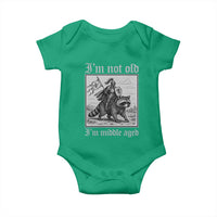 I Am Not Old I Am Middle Aged Baby Onesie Medieval Knight Riding Raccoon Funny Ren Faire