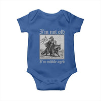 I Am Not Old I Am Middle Aged Baby Onesie Medieval Knight Riding Raccoon Funny Ren Faire