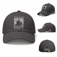 I Am Not Old I Am Middle Aged Baseball Cap Medieval Knight Riding Raccoon Funny Ren Faire