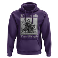 I Am Not Old I Am Middle Aged Hoodie Medieval Knight Riding Raccoon Funny Ren Faire