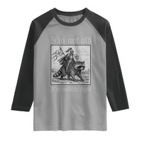 I Am Not Old I Am Middle Aged Raglan Shirt Medieval Knight Riding Raccoon Funny Ren Faire