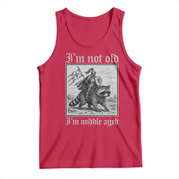 I Am Not Old I Am Middle Aged Tank Top Medieval Knight Riding Raccoon Funny Ren Faire