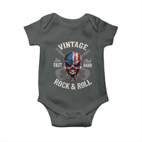 Vintage Rock and Roll Skull Guitar Rocker Baby Onesie Live Fast Rock Hard American Flag