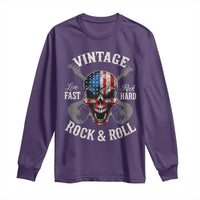 Vintage Rock and Roll Skull Guitar Rocker Long Sleeve Shirt Live Fast Rock Hard American Flag