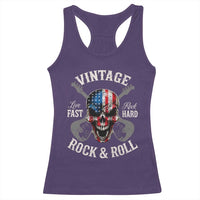 Vintage Rock and Roll Skull Guitar Rocker Racerback Tank Top Live Fast Rock Hard American Flag
