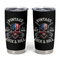 Vintage Rock and Roll Skull Guitar Rocker Tumbler Cup Live Fast Rock Hard American Flag