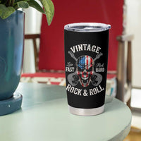 Vintage Rock and Roll Skull Guitar Rocker Tumbler Cup Live Fast Rock Hard American Flag
