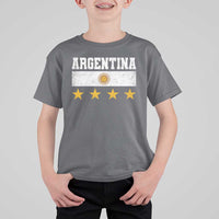 Argentina Champions 2026 4th Star T Shirt For Kid Vintage Sol De May and Stripes