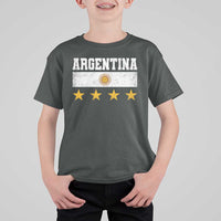 Argentina Champions 2026 4th Star T Shirt For Kid Vintage Sol De May and Stripes