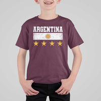 Argentina Champions 2026 4th Star T Shirt For Kid Vintage Sol De May and Stripes