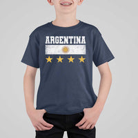 Argentina Champions 2026 4th Star T Shirt For Kid Vintage Sol De May and Stripes