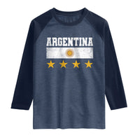 Argentina Champions 2026 4th Star Raglan Shirt Vintage Sol De May and Stripes