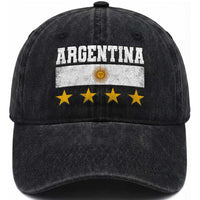 Argentina Champions 2026 4th Star Washed Cotton Baseball Cap Vintage Sol De May and Stripes