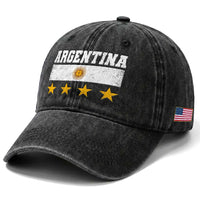 Argentina Champions 2026 4th Star Washed Cotton Baseball Cap Vintage Sol De May and Stripes