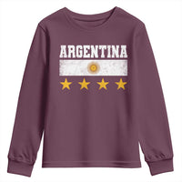 Argentina Champions 2026 4th Star Youth Sweatshirt Vintage Sol De May and Stripes