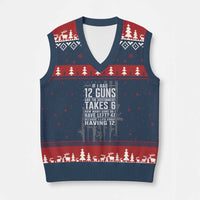 Funny Government 2nd Amendment V-Neck Knit Sweater Vest If I Had 12 Guns And The Government Takes 6 Vintage American Flag
