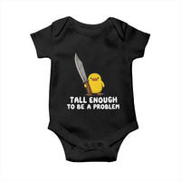 Tall Enough To Be A Problem Funny Duck with Giant Knife Baby Onesie