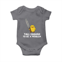 Tall Enough To Be A Problem Funny Duck with Giant Knife Baby Onesie