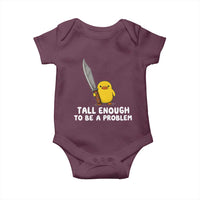 Tall Enough To Be A Problem Funny Duck with Giant Knife Baby Onesie