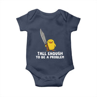 Tall Enough To Be A Problem Funny Duck with Giant Knife Baby Onesie
