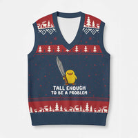 Tall Enough To Be A Problem Funny Duck with Giant Knife V-Neck Knit Sweater Vest