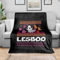 Funny Halloween Lesbian Throw Blanket Lesboo Ghost Bat LGBT Graveyard - Wonder Print Shop