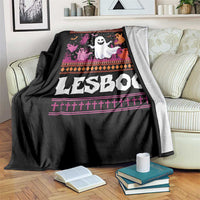 Funny Halloween Lesbian Throw Blanket Lesboo Ghost Bat LGBT Graveyard - Wonder Print Shop