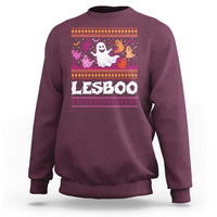 Funny Halloween Lesbian Sweatshirt Lesboo Ghost Bat LGBT Graveyard - Wonder Print Shop
