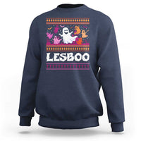 Funny Halloween Lesbian Sweatshirt Lesboo Ghost Bat LGBT Graveyard - Wonder Print Shop