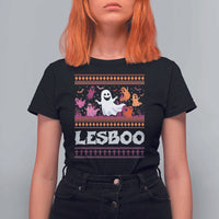 Funny Halloween Lesbian T Shirt For Women Lesboo Ghost Bat LGBT Graveyard - Wonder Print Shop