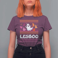 Funny Halloween Lesbian T Shirt For Women Lesboo Ghost Bat LGBT Graveyard - Wonder Print Shop