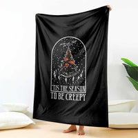 Halloween Christmas Throw Blanket Tis The Season To Be Creepy Xmas Tree Skeleton Snowy - Wonder Print Shop